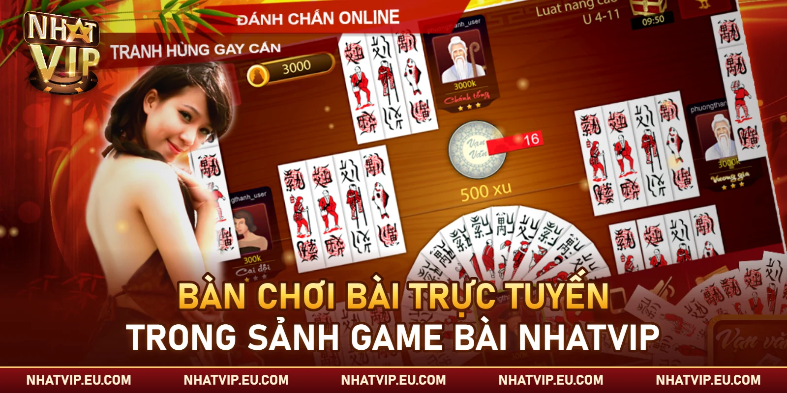 Bàn chơi bài trực tuyến trong sảnh game bài Nhatvip