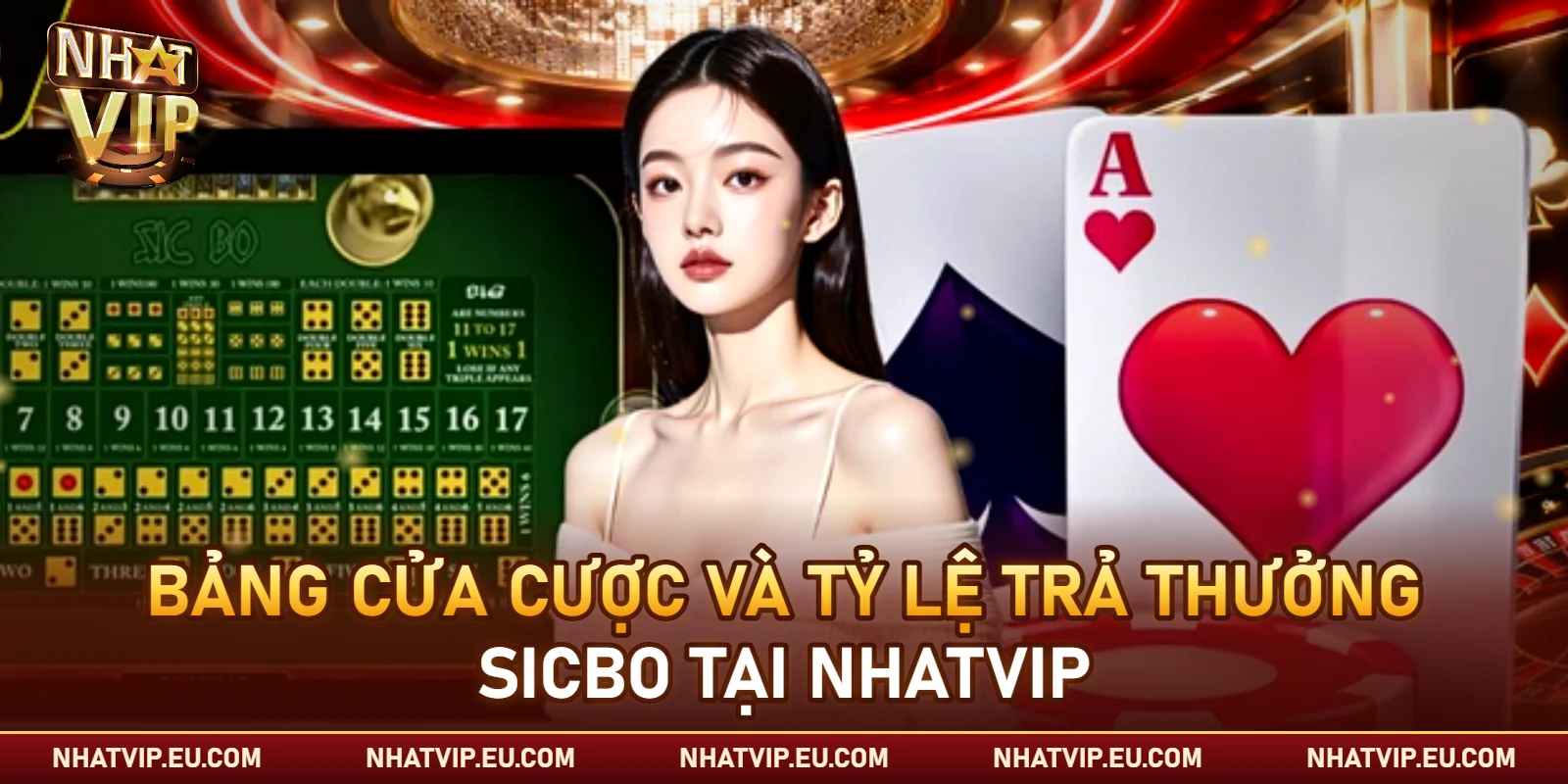 Bảng cửa cược và tỷ lệ trả thưởng sicbo tại Nhatvip
