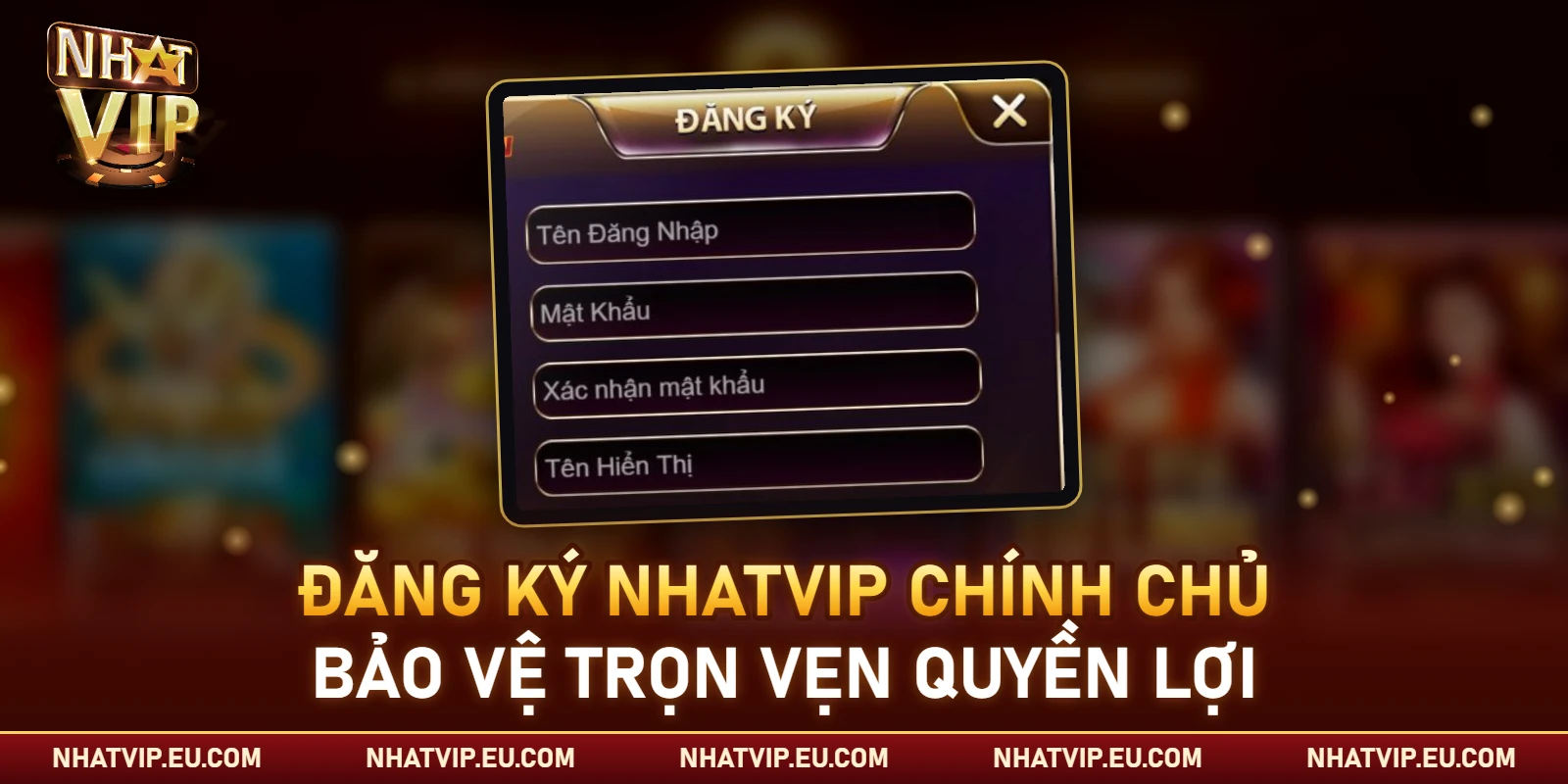 Giao diện đăng ký tài khoản Nhatvip hiện đại và thân thiện
